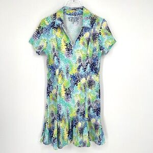 IBKUL Dress Womens S Godet Animal Print‎ Tennis Athleisure Preppy UPF